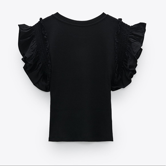 Zara Tops Zara Trf Flutter Ruffle Sleeve Top Poshmark
